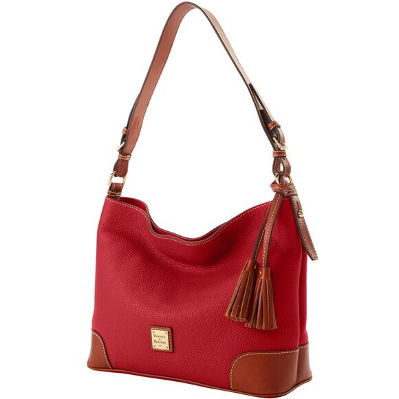Dooney & Bourke Pebble Grain Large Sac Shoulder Bag - Red - Picture 2 of 4